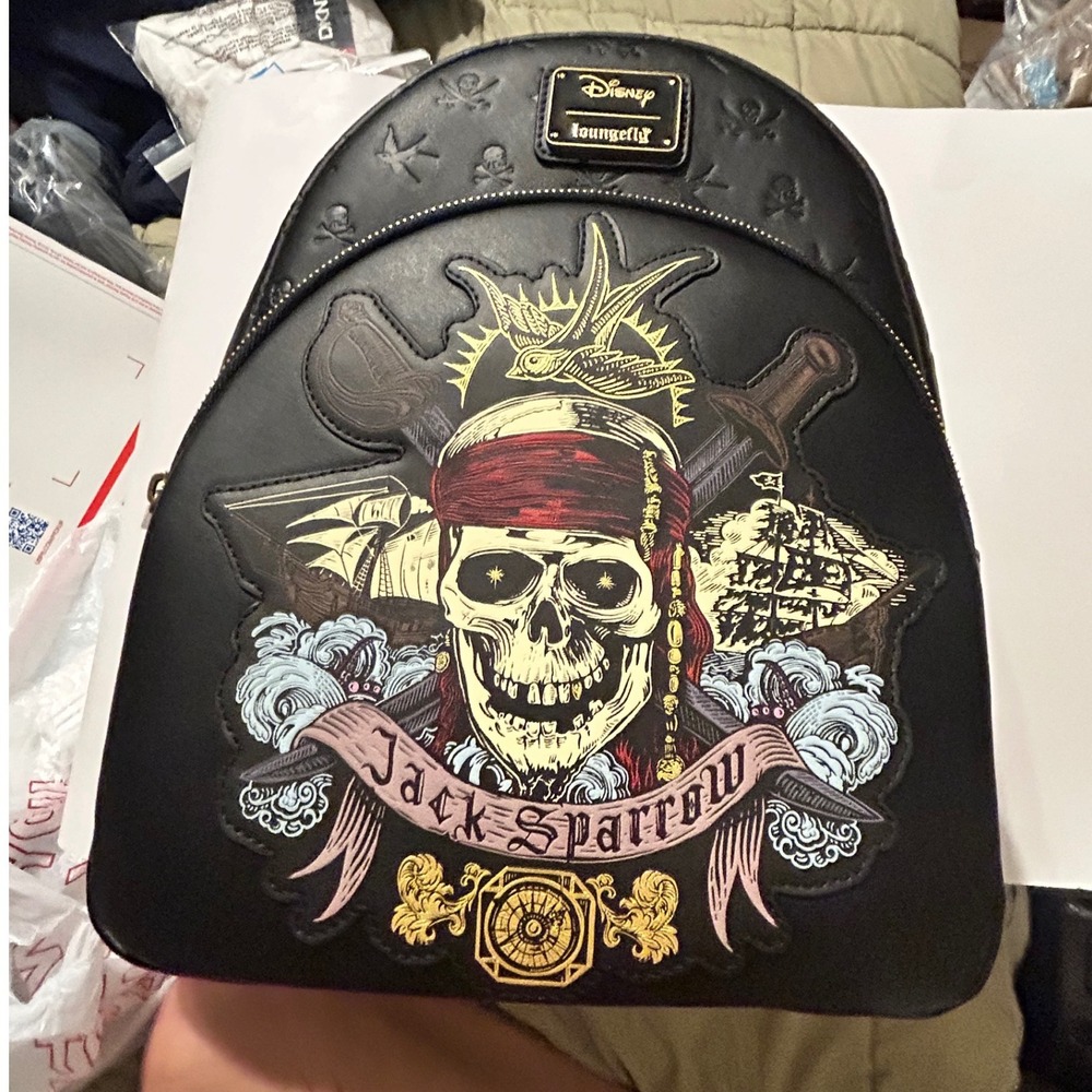 Disney Loungefly Pirates of the Caribbean Jack Sparrow Skull Mini Backpack